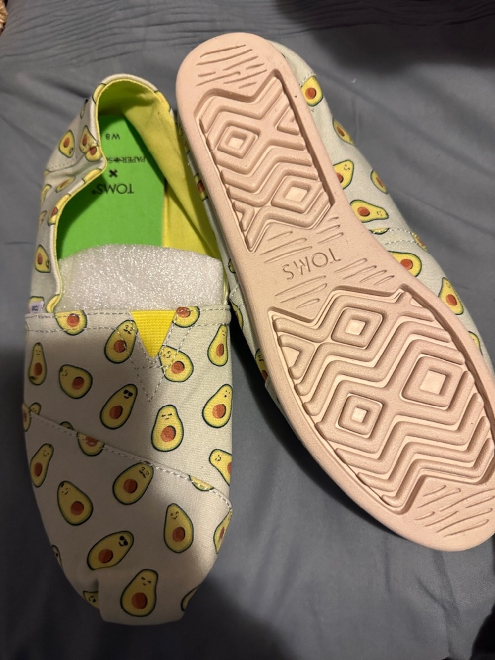 Toms Kids Avocado Print Slip-On One-Piece Shoes - Green and Yellow - Picture 2 of 2